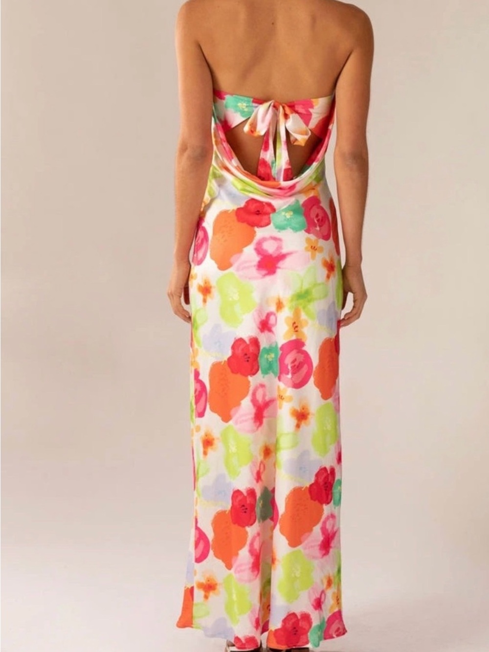 Peppermayo Carried Away White Floral Maxi Dress with Pink, Orange & Green Blooms - Picture 2 of 6